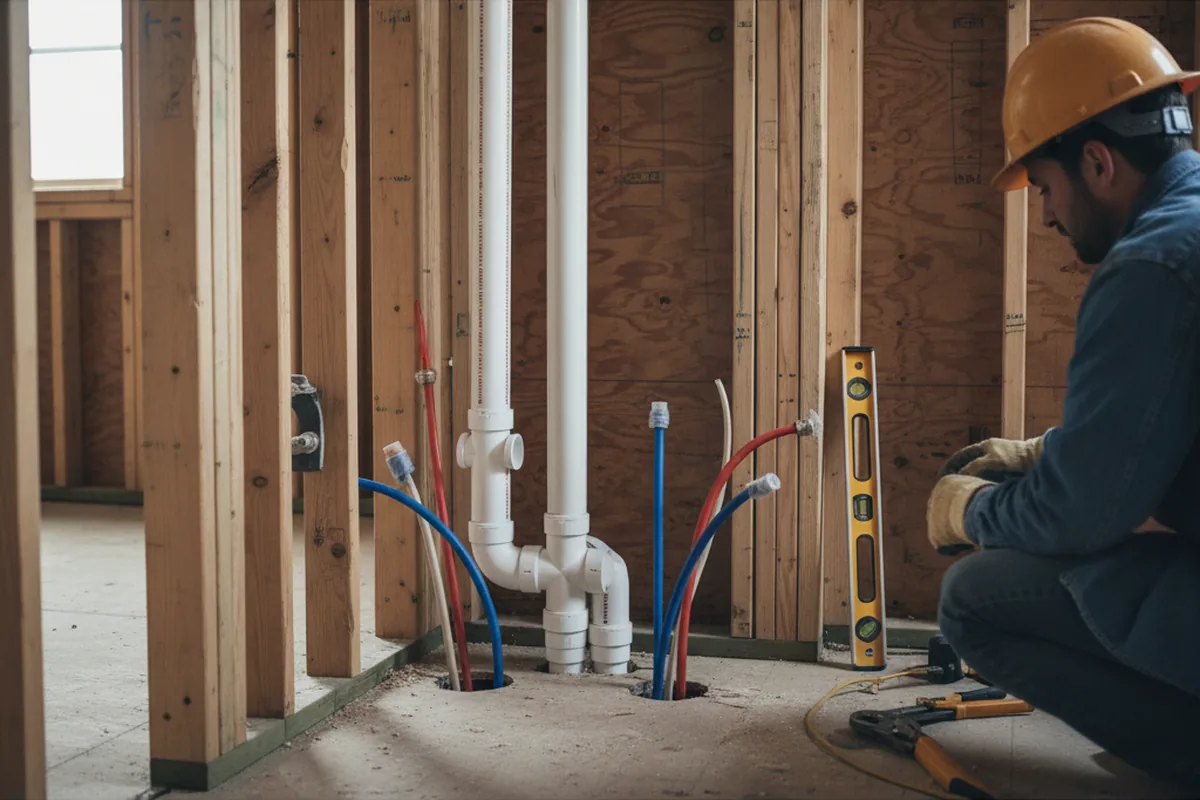 Drain and supply rough-in during Leak Detection in Crumpton
