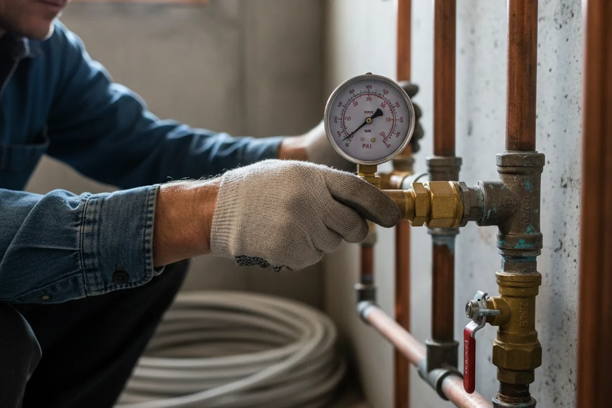Pressure testing a repaired line during Water Line Repair in Crumpton